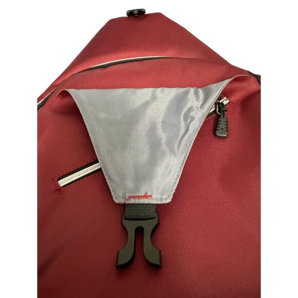 Mosiso Sling Backpack With USB Charging Port Water-Resistant Lightweight Maroon - Picture 5 of 7